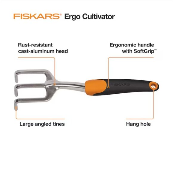 Fiskars 6-in Steel Hand Tiller | Ergonomically Designed & Durable | Model 107227 - Picture 2 of 7